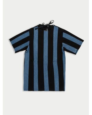 La Fetiche Sally Striped Denim T-Shirt Style Dress - Blue