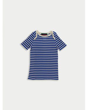 La Fetiche Jaja Striped Short Sleeve Top - Blue