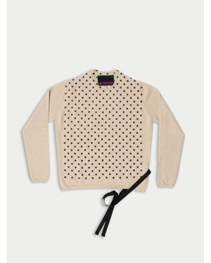 La Fetiche Mimi Spotty Cashmere Jumper With Cotton Side Ties - Natural