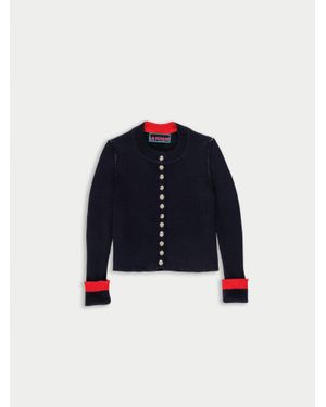 La Fetiche Rosemary Shrunken Fit Ribbed Cardigan - Blue