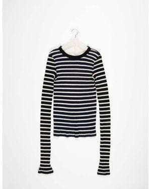 La Fetiche Jackie Raye Striped Fine Weight Top - Blue