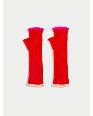 La Fetiche Claude Ribbed Fingerless Mittens - Red
