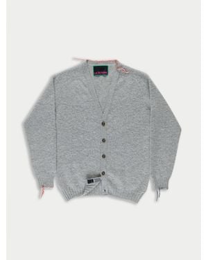La Fetiche Beaton Brushed V-Neck Cardigan - Grey