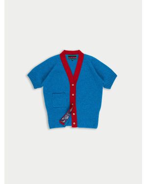 La Fetiche Lux Contrast V-Neck Cardigan - Blue
