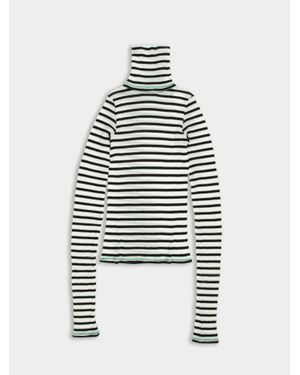 La Fetiche Biba Roll Neck Striped Top - White