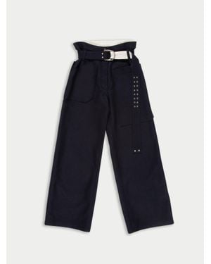 La Fetiche David Raw-Cut Felt Sailor Trousers With Military D Ring Belt - Blue