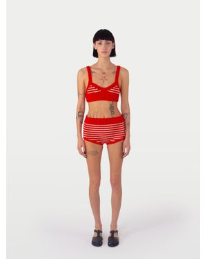 La Fetiche Lucia Hand Knit Bralette - Red