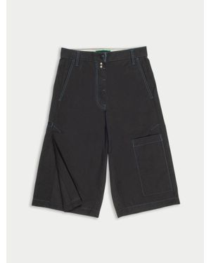 La Fetiche Laura Cotton Panama Culottes With Patch Pockets And Side Split - Multicolour