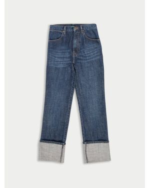 La Fetiche Angelica Stoned Washed High Waisted Denim Jeans - Blue