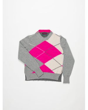 La Fetiche Plum Traditional 'Argyle' Intarsia Jumper - Pink