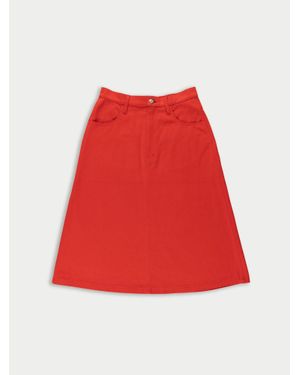 La Fetiche Poppy Mid Length A-Line Skirt - Red