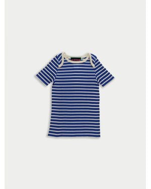 La Fetiche Jaja Striped Short Sleeve Top - Blue