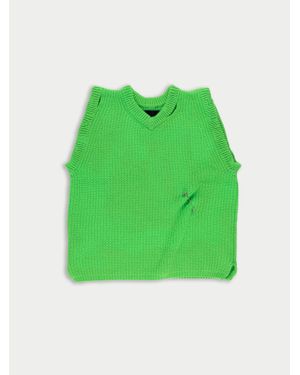 La Fetiche Joe Oversized Fishermans Rib Jumper Vest - Green