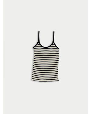 La Fetiche Jade Striped Fine Weight Ribbed Cami Top - White