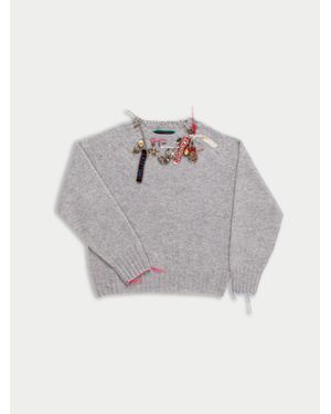 La Fetiche Amy Embellished Crew Neck Jumper - Grey