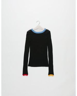 La Fetiche Moffitt Fine Weight Ribbed Top - Black