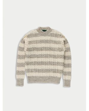 La Fetiche Kurt Striped Cable Jumper - White