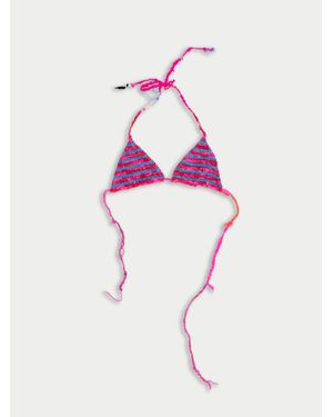 La Fetiche Chloe Handknitted Striped Bikini Top - Pink