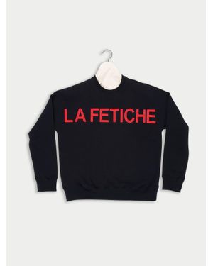 La Fetiche Maripol Cotton Sweatshirt With Felt Logo Letters - Blue
