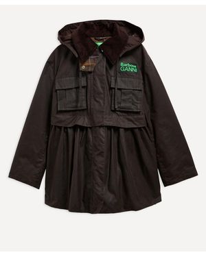 Barbour X Ganni Tartan Peplum Waxed Jacket - Black