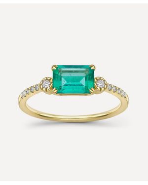 Dinny Hall 14Ct Betony Emerald And Diamond Ring - Blue