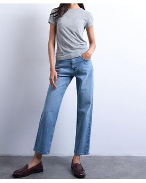 TOPSHOP Orson Mid-Rise Comfort Straight Jeans - Blue