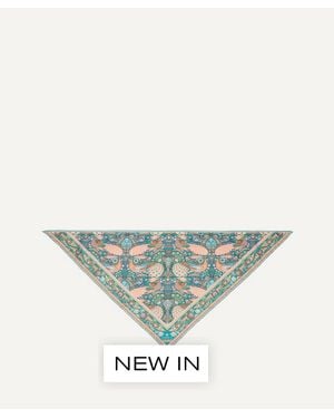 Liberty Peacock Promenade Triangle 100X140 Silk Scarf - Green