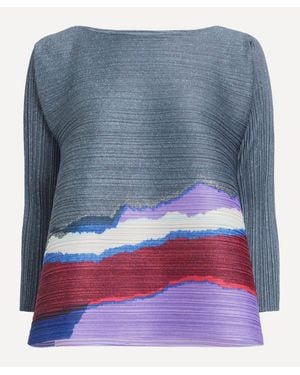 Pleats Please Issey Miyake Grainy Colours Pleated Top - Blue