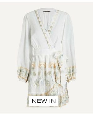 Kori Papyrus Embroidered Linen Wrap Dress - White