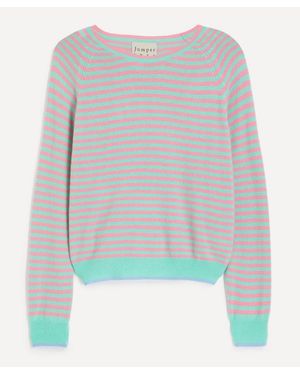 Jumper 1234 Cashmere Tipped Narrow Stripe Boyfriend Sweater - Grey