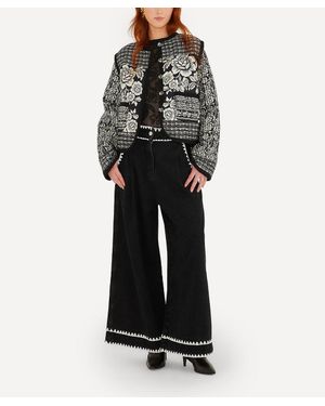 FARM Rio Cashews And Birds Seam Padded Jacket - Black