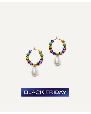 Anni Lu 18Ct-Plated Magic Moments Beaded Hoop Earrings - Blue