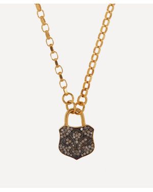 Kirstie Le Marque 9Ct-Plated Diamond Chunky Lock Pendant Necklace - Metallic