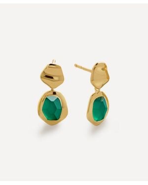 Monica Vinader 18Ct-Plated Vermeil Odyssey Gemstone Small Drop Earrings - White