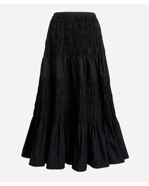 Molly Goddard Lauren Taffeta Shirred Maxi-Skirt - Black