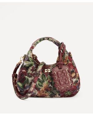 Ganni Tapestry Mini Hobo Bag - Pink