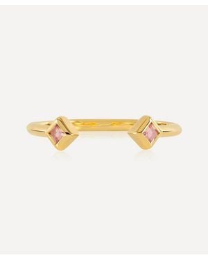 Rachel Jackson 22Ct-Plated Adjustable Tourmaline Deco Ring - Metallic