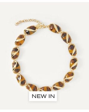 Kenneth Jay Lane Plated Tortoise Lobster Claw Necklace - Metallic