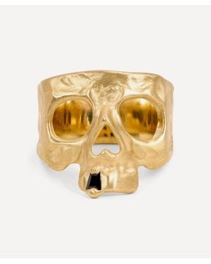 Polly Wales 18Ct Sapphire Snaggletooth Skull Ring - Metallic