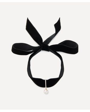 Mateo 14Ct Pearl And Diamond Velvet Choker - Black