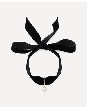 Mateo 14Ct Pearl And Diamond Velvet Choker - Black