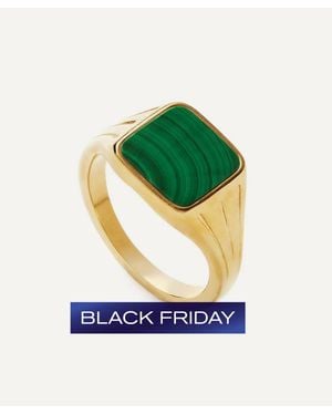 Missoma X Lucy Williams 18Ct-Plated Vermeil Square Signet Ring - Green
