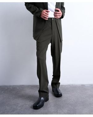 TOPMAN Straight Wool Pants - Black
