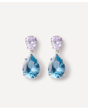 CZ by Kenneth Jay Lane 18Ct-Plated Small Double Teardrop Earrings - Blue