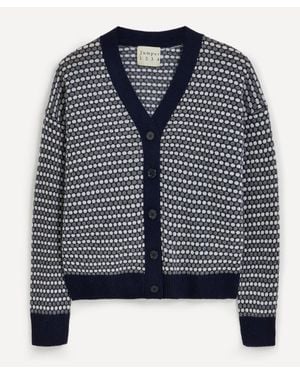 Jumper 1234 Honeycomb Cashmere Cardigan - Blue