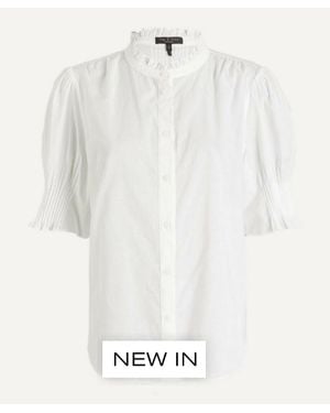 Rag & Bone Dakota Short Puff-Sleeve Cotton Shirt - White