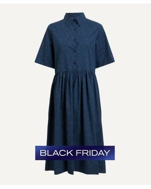 Liberty Victoria's Lace Tana Lawn Cotton Gallery Shirt Dress - Blue
