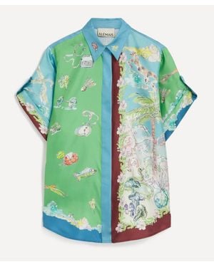 ALÉMAIS Daria Silk-Twill Shirt - Green