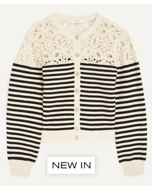 FRAME Coastal Striped Cardigan - Black