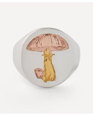 Conor Joseph Sterling Mushroom Signet Ring - White
